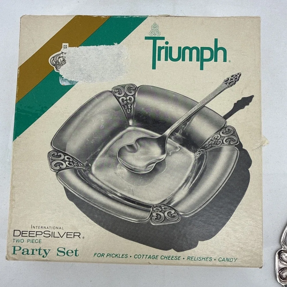 VTG Triumph International Deep Silver Two‎ Piece Party Set MCM 1950s 60s